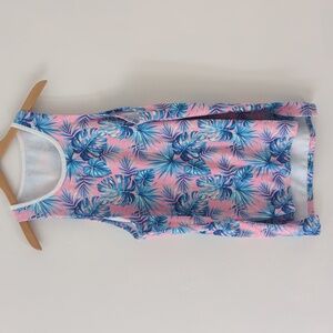 Towel Tank Top Terry Tunic Keep Palm & Carry On Tropical Pink Blue Print S/M/L